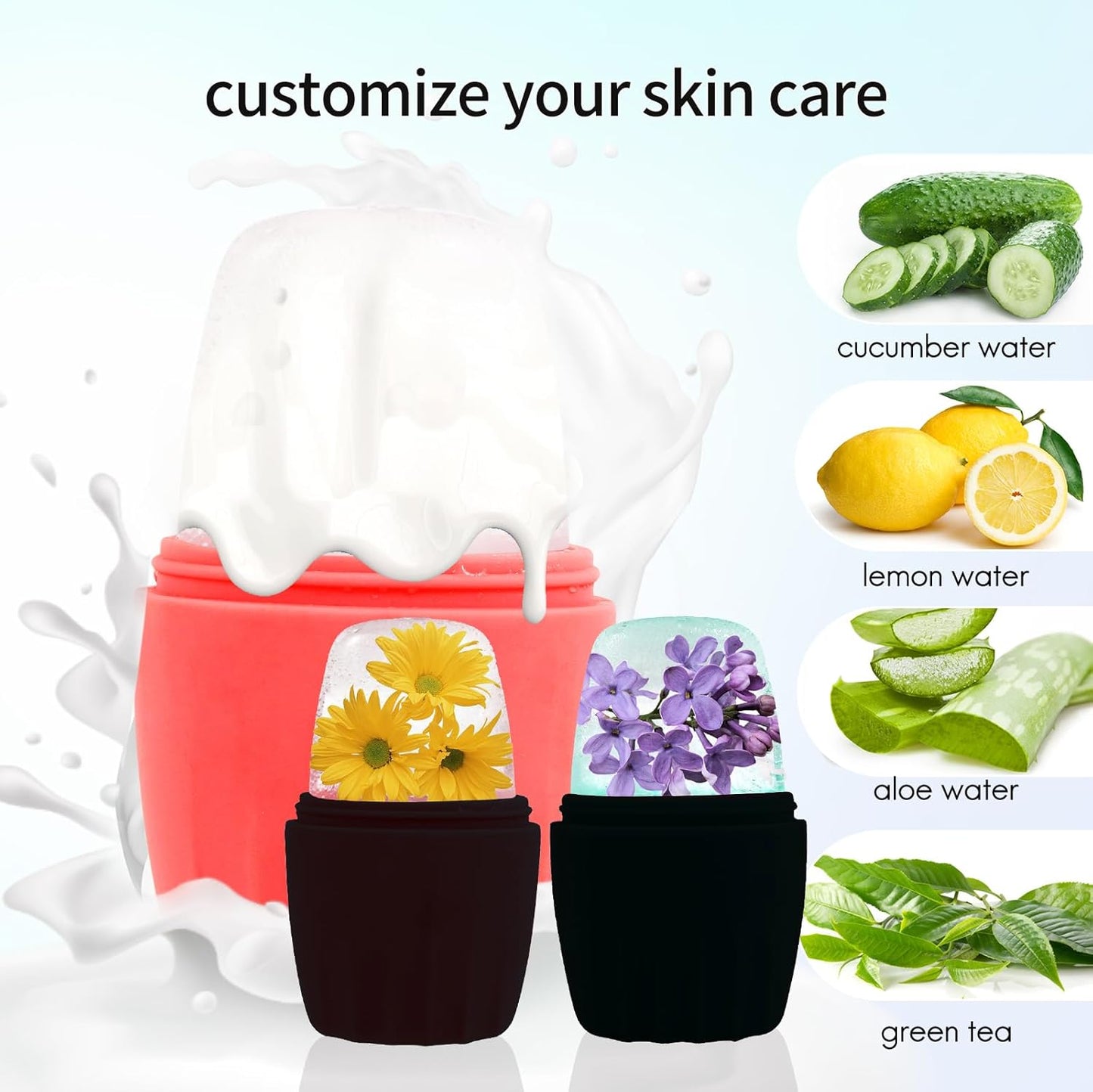 SkincareBasics 2-Pack Ice Roller for Face & Neck – Reusable Silicone Ice Mold for Puffy Eyes, Skin Tightening, Pore Minimizing & Anti-Wrinkle Care