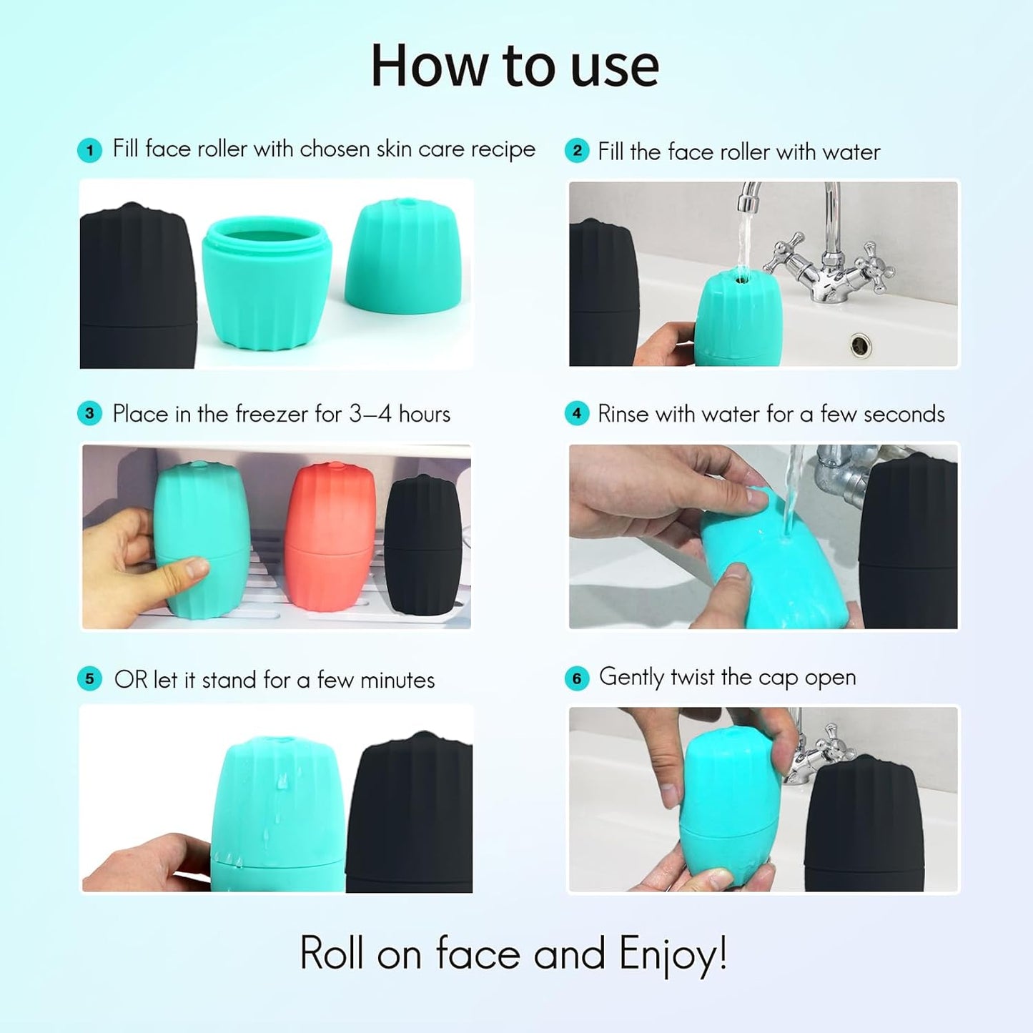 SkincareBasics 2-Pack Ice Roller for Face & Neck – Reusable Silicone Ice Mold for Puffy Eyes, Skin Tightening, Pore Minimizing & Anti-Wrinkle Care